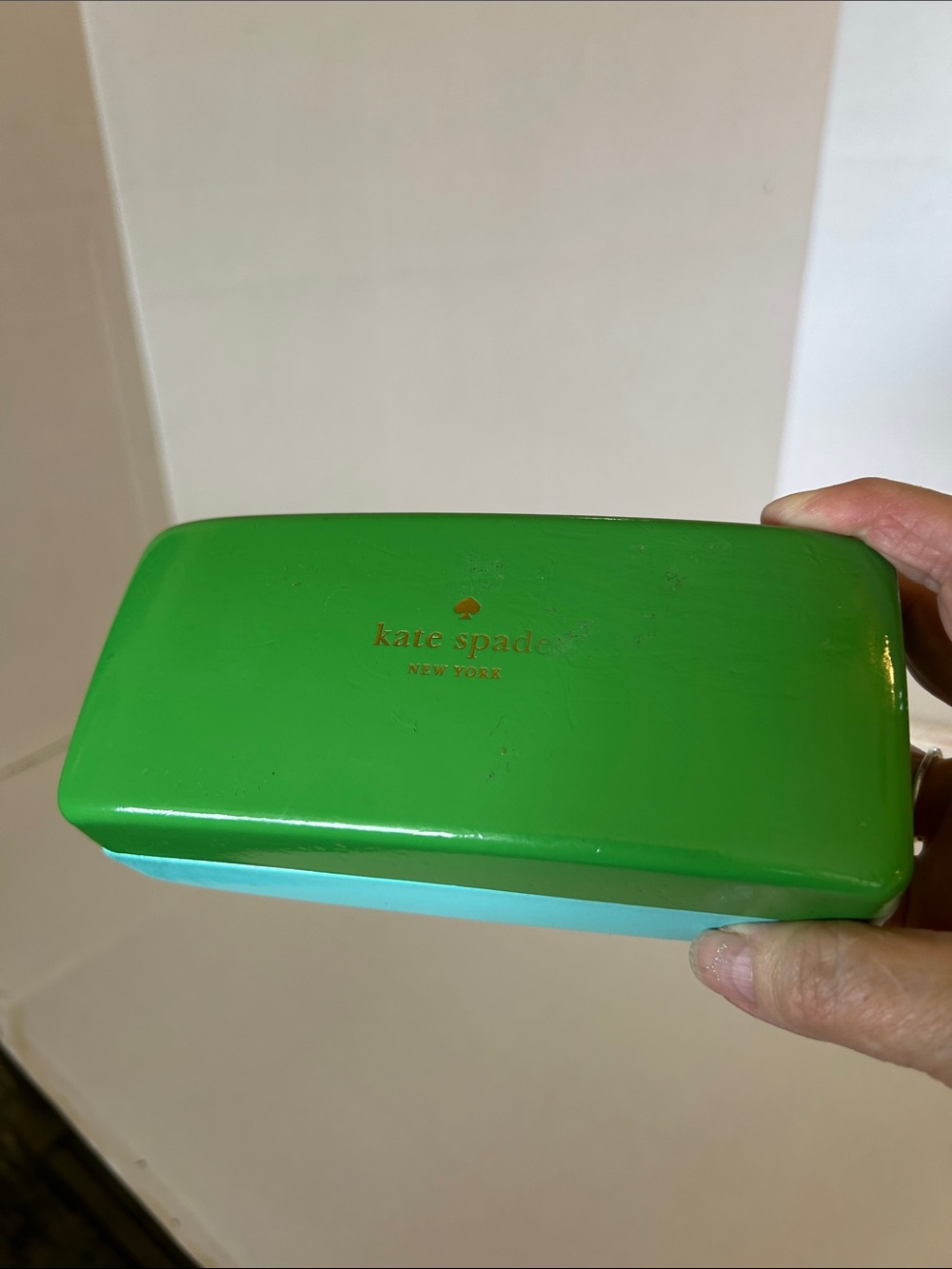 KATE SPADE BLUE AND GREEN GLASSES CASE